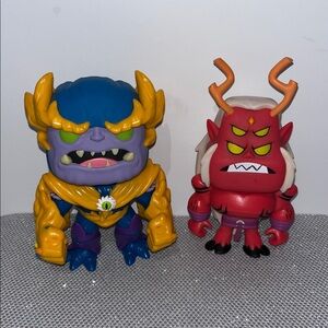 Funko Thanos and Titan Red Demon Figures with Blue and Red Accents